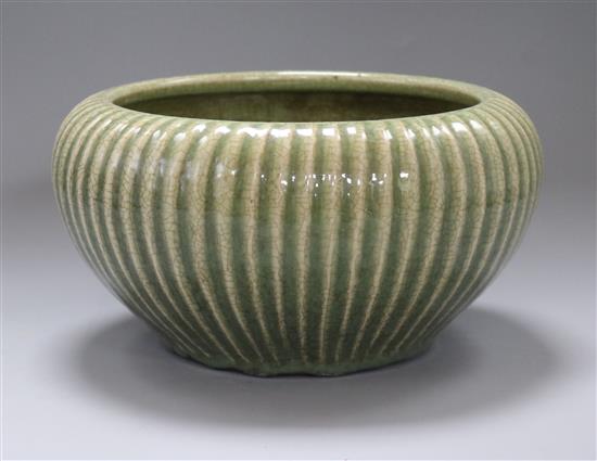 A large Chinese celadon green bowl height 12.5cm